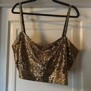 Eloquii Gold Sequin Women's Crop Top- NWT